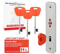 3PK Radar Key for Disabled Toilets UK, Disabled Toilet Keys with 'Just Can't Wait' Card RubiGo (Red)