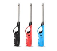 3Pk Refillable Bbq Lighters Long Reach Large Kitchen Household Gas Burner Multipack For Cookers Candles Camping Random Colours
