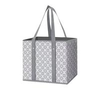 3Pk Reusable Grocery Bags, Foldable Shopping Bags for Groceries with Reinforced Bottom & Handles (Antique) Easy Storage Pasta Drying Rack (H, 37X25X25cm)