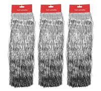 3Pk Silver Christmas Foil Lametta 1.2m - Silver Glitter Party Streamers, Backdrop Curtains for Birthday, Prom, New Year, Bachelorette Party, Disco Dancing Ball Decorations