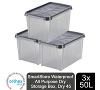 3pk SmartStore Waterproof All Purpose Dry Storage Box, 12L, 33L or 50L