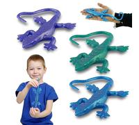 3pk Stretchy Lizards for Sensory Bin, Flexible Fake Lizards for Prank, Sticky Rubber Reptiles, Halloween Scary Pranks Toy, Stress Relief Toys for Kids 3+Y