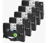 3PK To 10PK Flexible ID Laminated Tapes 12mm Black On White Compatible With Tz Tze FX231 631 131 For PT-1000 PT-E500 Label Maker(5PK Black on Clear)