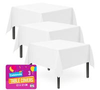 3pk White Plastic Table Cover Tablecloth Wipe Clean Party Events