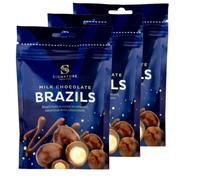 3PK x 100g - Milk Chocolate Brazil Nuts - Perfect Snack And Very Moreish - Chocolate Boxes Gifts - Suitable For Vegetarians - Stocking Filler Chocolates Candies - For Women Men & Kids