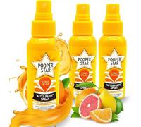 3pk x 60ml Pooper Star Toilet Air Freshener Spray Citrus Splash Fragrance, Bathroom Odour Control, Pre/Post-Use Toilet Bowl Spray, Offices and Home, Travel-Friendly Room Freshener By Kavya Global