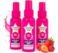 3pk x 60ml Pooper Star Toilet Spray Fruity Flush Fragrance, Bathroom Odour Control, Pre/Post-Use Toilet Bowl Spray, Offices and Home, Travel-Friendly Room Freshener By Kavya Global