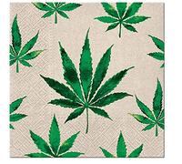 3Ply ECO Recyclable Serviettes Tissue Paper Napkins Biodegradable 33cm x 33cm - Pack of 20 (Marijuana)