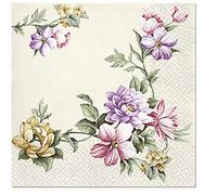 3Ply Flowery Tissue Paper Napkins Serviettes 33cm x 33cm - Pack of 20 (Elegant Garland)