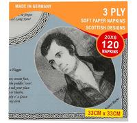 3ply Paper Soft Napkins - Large Pack of 120 Napkins - 33x33cm - Robert Burns Tartan - Scottish Design Napkins - Christmas, Dinner, Party, Party Night, Burns Supper,Scottish Wedding, Catering
