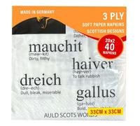 3ply Paper Soft Napkins - Large Pack of 40 - 33x33cm - Serviettes Tartan Paper - Scottish Design - Christmas, Dinner, Party - Auld Scots Words Design