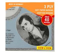 3ply Paper Soft Napkins - Large Pack of 40 Napkins - 33x33cm - Serviettes Tartan Paper - Scottish Design Napkins - Christmas, Dinner, Party - Robert Burns Design