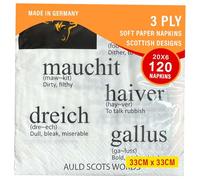 3ply Paper Soft Napkins Pack of 120 Nos - 33x33cm - Auld ScotsWords Tartan - Scottish Design Napkins - Christmas, Dinner, Party, Party Night, Burns Supper,Scottish Wedding, Catering