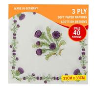 3ply Paper Soft Napkins Pack of 40 Nos - 33x33cm - Scottish Thistle Tartan - Scottish Design Napkins - Christmas, Dinner, Party, Party Night, Burns Supper,Scottish Wedding, Catering