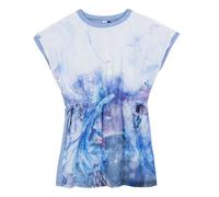3Pommes Girls Blue and Pink Ocean Themed Chiffon and Jersey Dress-5yrs/6yrs