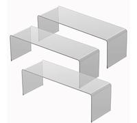 3R W Design 3units of 30x10*10cm Clear Acrylic Display Risers- Premium Shelf Riser Display Stands and Plinths - Hoverstand- Made in UK 4mm thick, Max Load 1.5kg/Stand