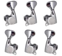 3R3L Guitar Tuning Machines for Folk Acoustic Electric Guitar, 6-Pack Chrome and Black Alloy Machine Heads with Alloy Fishtail Handle, A3 Steel Plate, Easy-Cut Iron String Post, Copper Gear