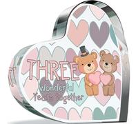 3rd Anniversary Acrylic Heart Plaque for Wife or Husband, 3 Wonderful Years