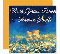 3rd Anniversary Card - Bears in Love Three Years Down - Congratulations Cards for 3rd Anniversary, 145mm Congratulations Greeting Card