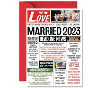 3rd Anniversary Card for Women Men - Newspaper Married in 2023 - Happy 3 Year Wedding Anniversary Card for Companion Wife Partner Husband, 5x7 Inch Anniversaries Greeting Cards