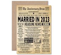 3rd Anniversary Card for Women Men - Vintage Newspaper Married in 2023 - Happy 3 Year Wedding Anniversary Card for Companion Wife Partner Husband, 5x7 Inch Anniversaries Greeting Cards