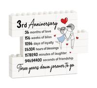 3rd Anniversary Wedding Gifts for Couple - Romantic Building Blocks Puzzle Plaque, 3 Years I Love You Gift for Him Boyfriend Girlfriend, 3rd Anniversary Leather Wedding Gifts for Him Her Husband Wife