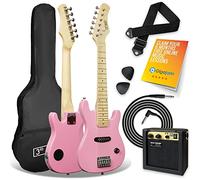 3rd Avenue 1/4 Size Electric Guitar Pack for Beginners - 6 Months FREE Lessons, 5W Portable Amp, Cable, Bag, Picks and Strap - Pink