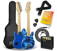 3rd Avenue 1/4 Size Electric Guitar Pack for Beginners - 6 Months FREE Lessons, 5W Portable Amp, Cable, Bag, Picks and Strap - Blue Camo