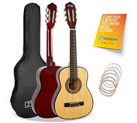 3rd Avenue 1/4 Size Kids Classical Guitar Spanish Nylon String Beginner Pack Bundle - 6 Months FREE Lessons, Bag, Strings - Natural