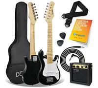3rd Avenue 1/4 Size Kids Electric Guitar Pack for Junior Beginners - 6 Months FREE Lessons, 5W Portable Amp, Cable, Bag, Picks and Strap - Black and White