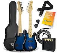 3rd Avenue 1/4 Size Kids Electric Guitar Pack for Junior Beginners - 6 Months FREE Lessons, 5W Portable Amp, Cable, Bag, Picks and Strap - Blue