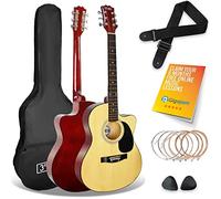3rd Avenue 4/4 Regular Size Western Guitar Set with Cutaway Beginners - 6 Months of FREE Lessons, Bag, Strap, Picks and Spare Strings - Natural
