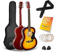 3rd Avenue Full Size 4/4 Acoustic Guitar Steel String Pack Bundle for Beginners - 6 Months FREE Lessons, Bag, Picks and Spare Strings - Sunburst