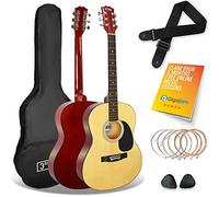 3rd Avenue Full Size 4/4 Acoustic Guitar Steel String Pack Bundle for Beginners - 6 Months FREE Lessons, Bag, Picks and Spare Strings - Natural
