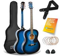 3rd Avenue Full Size 4/4 Acoustic Guitar Steel String Pack Bundle for Beginners - 6 Months FREE Lessons, Bag, Picks and Spare Strings - Blue