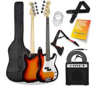 3RD AVENUE Full Size 4/4 Electric Bass Guitar Bundle - Sunburst, Brown,Orange