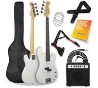 3RD AVENUE Full Size 4/4 Electric Bass Guitar Bundle - White, White