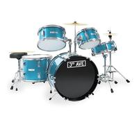 3rd Avenue Junior Kids Beginner Drum Kit, 5-Piece Drum Set with Cymbal, Stool and Sticks in Blue - FREE 6 Month Lessons