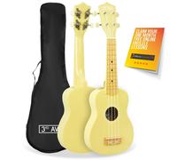 3rd Avenue Soprano Ukulele Beginner 21 Inch 4 Nylon Strings with Free Uke Bag - Pastel Yellow - FREE 1 Month Online Lessons