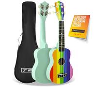 3rd Avenue Soprano Ukulele 21 Inch with Bag, Rainbow | 4 nylon strings & geared tuners that hold their tune. Lightweight beginner uke for school or home practice
