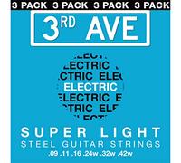 3rd Avenue Super Light Nickel Wound Electric Guitar Strings 9-42 Pack of 3 Sets