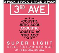 3rd Avenue Super Light Phosphor Bronze Acoustic Guitar Strings 11-52 Pack of 3 Sets