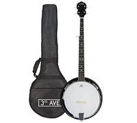 3rd Avenue Western 5 String Banjo with Remo Head Closed Solid Back with Gig Bag BJW01, Brown