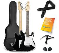 3rd Avenue XF 3/4 Size Electric Guitar Starter Beginner Pack with Bag, Strap, Picks and Capo - Black