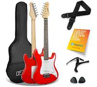 3rd Avenue XF 3/4 Size Electric Guitar Starter Beginner Pack with Bag, Strap, Picks and Capo - Red
