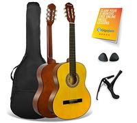 3rd Avenue XF Full Size 4/4 Classical Spanish Starter Beginner Pack Acoustic Guitar with Nylon Strings, Gig Bag, Capo and Picks - Natural