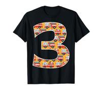 3rd Birthday 3 Fire Trucks Fireman Three Year Old Bday Boys T-Shirt