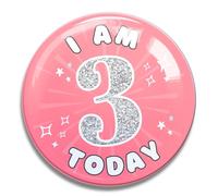 3rd Birthday Badge for Girls - Fun & Colourful Party Pins for Kids - Cute Novelty Birthday Gifts for Girls - Ideal for Birthday Celebrations & Party Accessories (3 Pink)