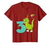3rd Birthday Boy 3 Years Old Dinosaur Toy Dino T-Shirt, Youth, Cranberry Red, 2T