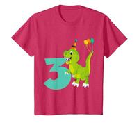 3rd Birthday Boy 3 Years Old Dinosaur Toy Dino T-Shirt, Youth, Red Heather, 2T